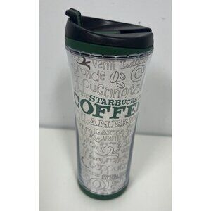 Starbucks Coffee Travel Tumbler Cup Mug 2007 White Green 16 Oz